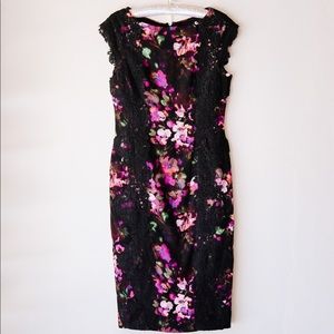 Maggy London Floral Lace Sheath Dress size 8